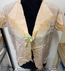Vintage 1940s 1950s Pink Peach Nylon Bed Jacket Lace Bow Negligee Lingerie