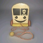 Vintage 1950s Playskool Wooden Dairy Wagon Pull Toy 5 Original Milk Bottles 7x9 
