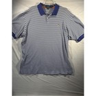 Lauren Ralph Lauren Mens Xl Blue White Striped Cotton Polo Shirt Short Sleeve