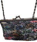 Jessica Mcclintock Vintage Satin Beaded Purse Evening Wear Chain Strap