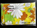 Vintage Cannon Full Flat Sheet   Pillowcases Yellow Orange Green Flowers - 70s