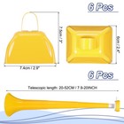 6pcs 3  Cow Bells For Football Games With 6pcs Collapsible Stadium Horn  Yellow