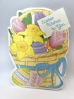Vintage Current Inc Cut Out Easter Card Easter Basket W  Daffodils   Tulips