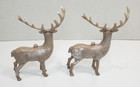 Vintage Plastic Reindeer Deer Ornaments Figures Set Of 2