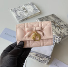 Cd Lady Dior Miss Caro Cannage Bow Charm Flap Card Holder Wallet