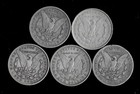 Five  5  Morgan Silver Dollars  1879-1901  90  Silver Lot D86-1