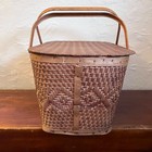 Vintage Redmon Picnic Basket With Side Hinge  Metal Handles