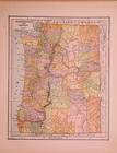 Antique 1892 Map   The States Of Washington   Oregon