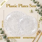 Rubtlamp 60pcs Plastic Plates  Clear Disposable Plates  Hammered Heavy Duty P   