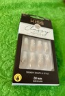 Kiss Classy Glitter Beige Silver Long Square Press-on Nails Glue Csp03
