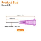 200 Pcs 0 5  24g Blunt Tip Dispensing Needles Liquid Dispenser  Purple
