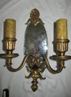 2 Antique French Deco Era Cast Brass Light Wall Sconces Chandelier Fixtures