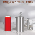 12 Oz French Press Coffee Maker  Sturdy Insulated Full Stainless Steel Coffee Pr