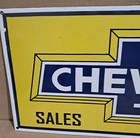 Chevrolet Sales Service Porcelain Enamel Sign  36 X 15 Inches 1 Sided
