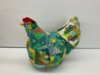 Vintage Stuffed Patchwork Rooster  Weighted Door Stop Decor Country Farm Rustic