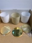 New 3 Makesy Aura Candle Jars 8 Oz 1 Blush 2 White Gold Lid Crackling Wick Clips