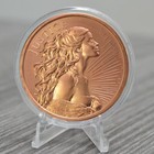 Lady Justice 1 Oz  999 Pure Copper Round Bullion Round In Capsule - Coa By He   
