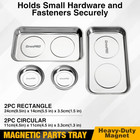 4-pack Magnetic Parts Tray Set  2 Round 2 Square  Stainless Steel