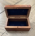 Vintage Wood Hinged Trinket Box W Brass Anchor Inlay 6 75  X 2 75 
