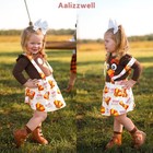 3t-4t Little Girls Thanksgiving Clothes Turkey Gobble Skirt Outfit Brown