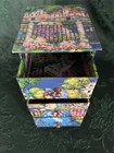 Vintage Avon Floral Garden Blue Victorian Young Lady Vanity Jewelry Box 3 Drawer