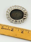 Vtg Black Bolo Tie Slide Silver Tone Openwork Oval Western Cowboy Rodeo