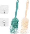 2 Pack Back Scrubber Long Handle Loofah Body Brush Shower Sponge Exfoliating