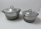 2 Vtg Eitco Em Portugal Aluminum Pudding Molds W  Lids - Stovetop Fluted Retro
