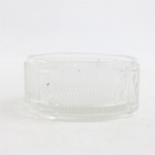 Vintage Art Deco Ribbed Floral Glass Vanity Powder Jar Trinket Dish No Lid