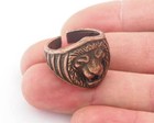 Lion Adjustable Ring Antique Copper Tone Brass  18 5mm 8 5us Inner Size  3354