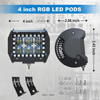 4pcs 4inch Rgb Led Work Light Bar Offroad Driving Pods For Atv Suv Truck 4wd 60w