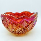Amberina Flame Heritage Valtec 8 5  Carnival Glass Bowl Iridescent Orange
