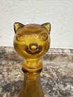 Vintage 9 Inch Empoli Italy Ambler Glass Decanter Cat Shaped Genie Bottle