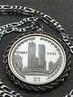 9 11 Twin Towers Virgin Islands Silver Dollar Pendant On A 24  Silver Chain
