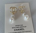 Vintage Chanel Gold-toned Finish Faux Pearl Fashion Dangle Earrings