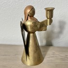 Vintage Brass   Copper Angel Candle Holder Made In Hong Kong Christmas Decor 4   