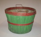Old Antique Vtg Ca 1920s  Half Bushel Basket Splint Original Green Red Paint