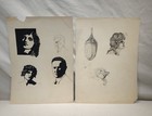 Original Unsigned Art Assorted Ink Pen Dessin Drawings Unique Early 20th Century