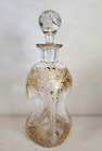 Rare Vintage Gold Overlay Design Glass Kluk Kluk Pinch Bottle Decanter 8  High