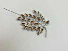 Unsigned Large Lavender Purple Rhinestone Leaf Brooch