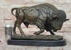 American Bison Buffalo African Safari Art Bronze Marble Statue Sculpture Figure