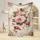 Floral Design Microplush Fleece Throw Blanket Lightweight Ultra Soft Warm