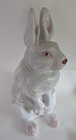 Vintage Huge Terra Cotta White Bunny Rabbit 17  Tall Italian Euc
