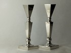 Art Deco Judaica Silver 925 Shabbat Candlesticks Holders Rare Beautiful Vintage