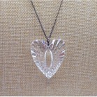 Vtg Waterford Crystal Chunky Heart Pendant Necklace 925 Sterling Silver Chain