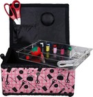 Singer 07276 Sewing Basket With Sewing Kit Accessories  Pink   Black 