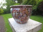 Oriental Chinese Fish Bowl   Planter Plant Pot Birds Animals Decoration 10  Wide
