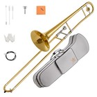 Bb Tenor Slide Trombone  Brass Band Instrument B Flat Key W  Case  Mouthpiece