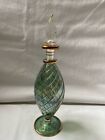 1 Egyptian Glass Perfume Bottle 24k Gold Accent Hand Blown Green 8 25   31