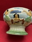 Orchids Of Hawaii Pedestal Bowl Pottery Tiki Hula Dancers R-86 Japan